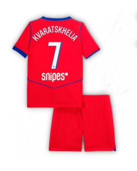 Billige Fotballdrakt Paris Saint-Germain Khvicha Kvaratskhelia #7 Replika Tredjedraktsett Barn 2025-26 Kortermet (med bukser)